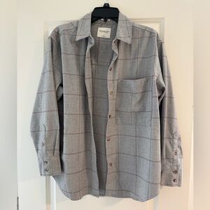 Abercrombie Grey Plaid Oversized Flannel Shirt Jacket